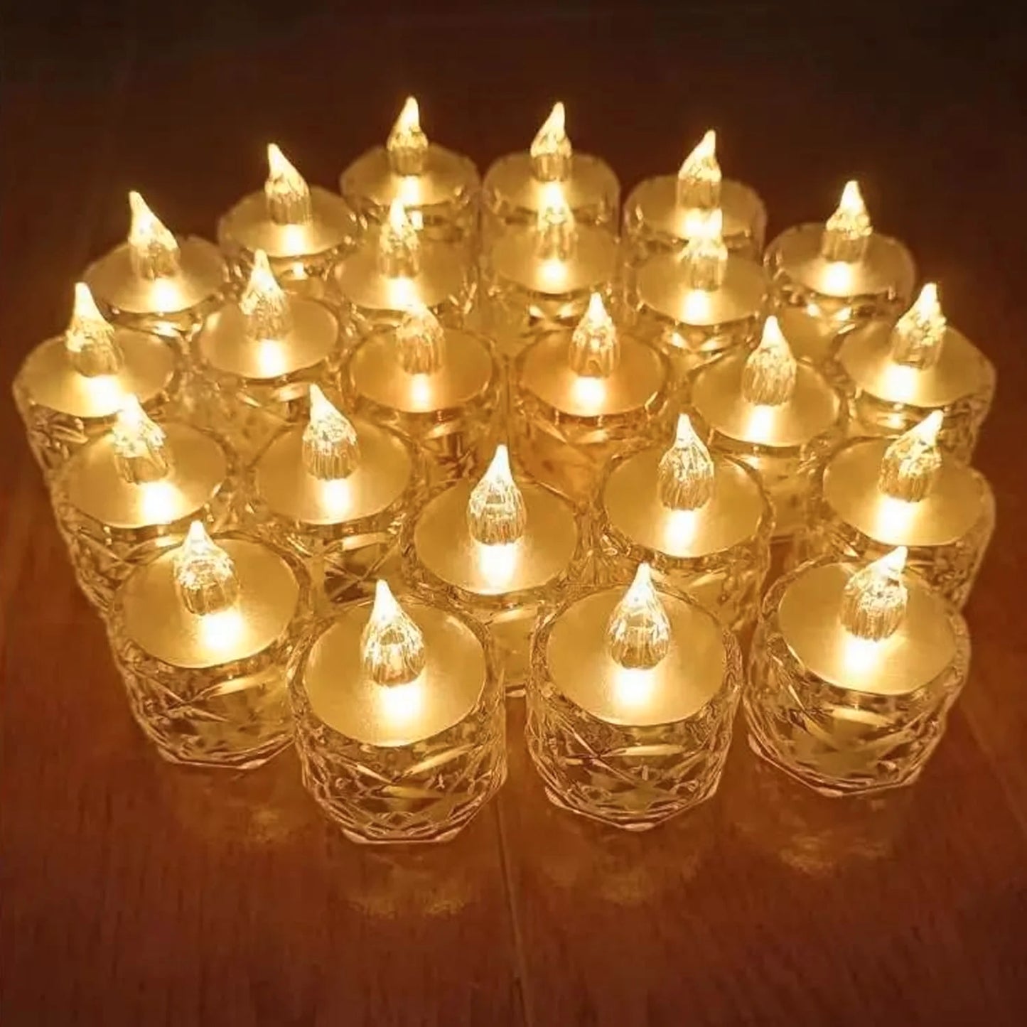 Acrylic Flameless & Smokeless Crystal LED Candles for Home Decoration, Gifting, Festival etc (Pack of 12)