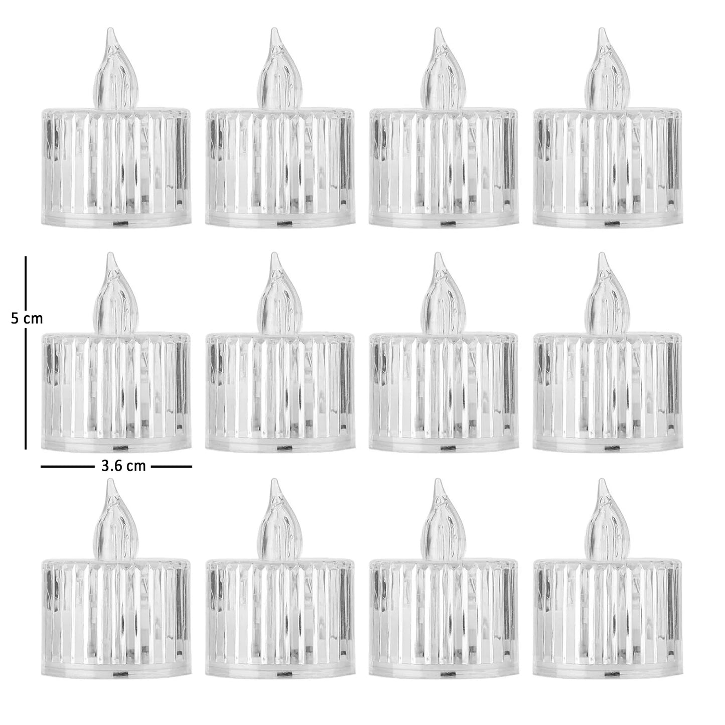 Acrylic Flameless & Smokeless Acrylic Flameless & Smokeless Striped Crystal LED Candles for Home Decoration,Gifting, Festival etc.(Pack of 12)
