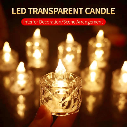 Acrylic Flameless & Smokeless Crystal LED Candles for Home Decoration, Gifting, Festival etc (Pack of 12)