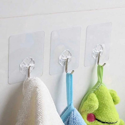 MULTIPURPOSE STRONG SMALL STAINLESS STEEL ADHESIVE WALL HOOKS(Pack of 10)