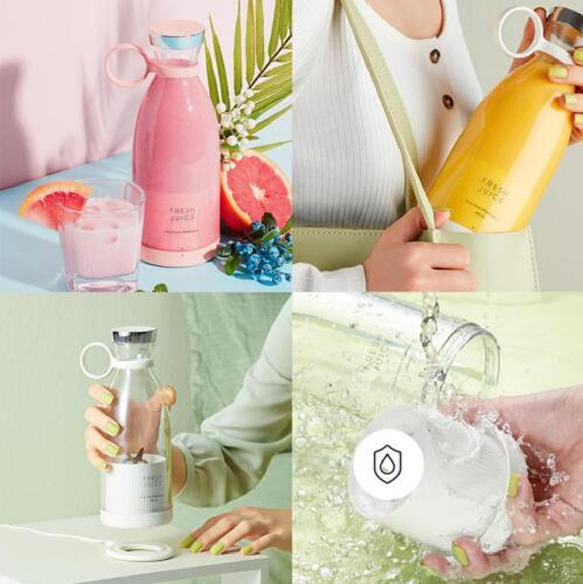 Portable Blender, USB Rechargeable Mini Juicer Blender, Electric Juicer Bottle Blender Grinder Mixer Blender for Juices, Shakes and Smoothies