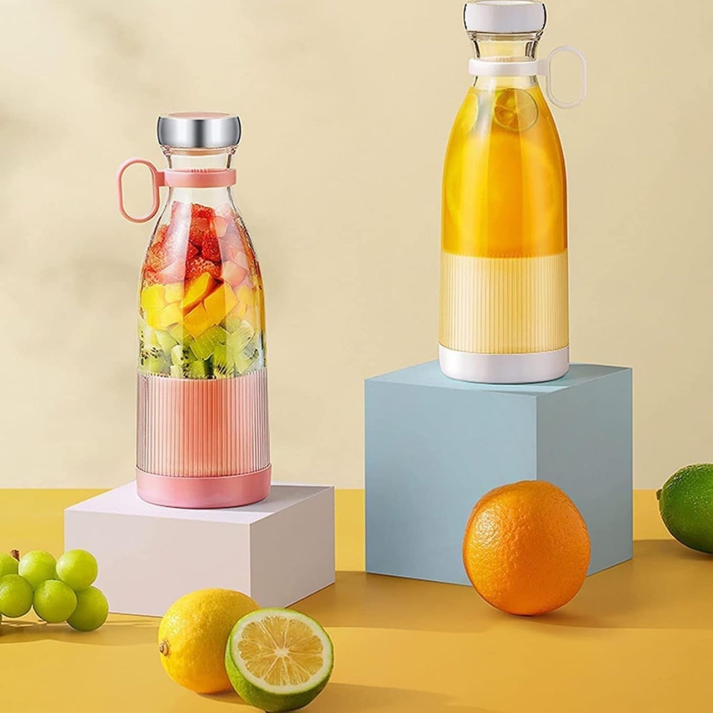 Portable Blender, USB Rechargeable Mini Juicer Blender, Electric Juicer Bottle Blender Grinder Mixer Blender for Juices, Shakes and Smoothies