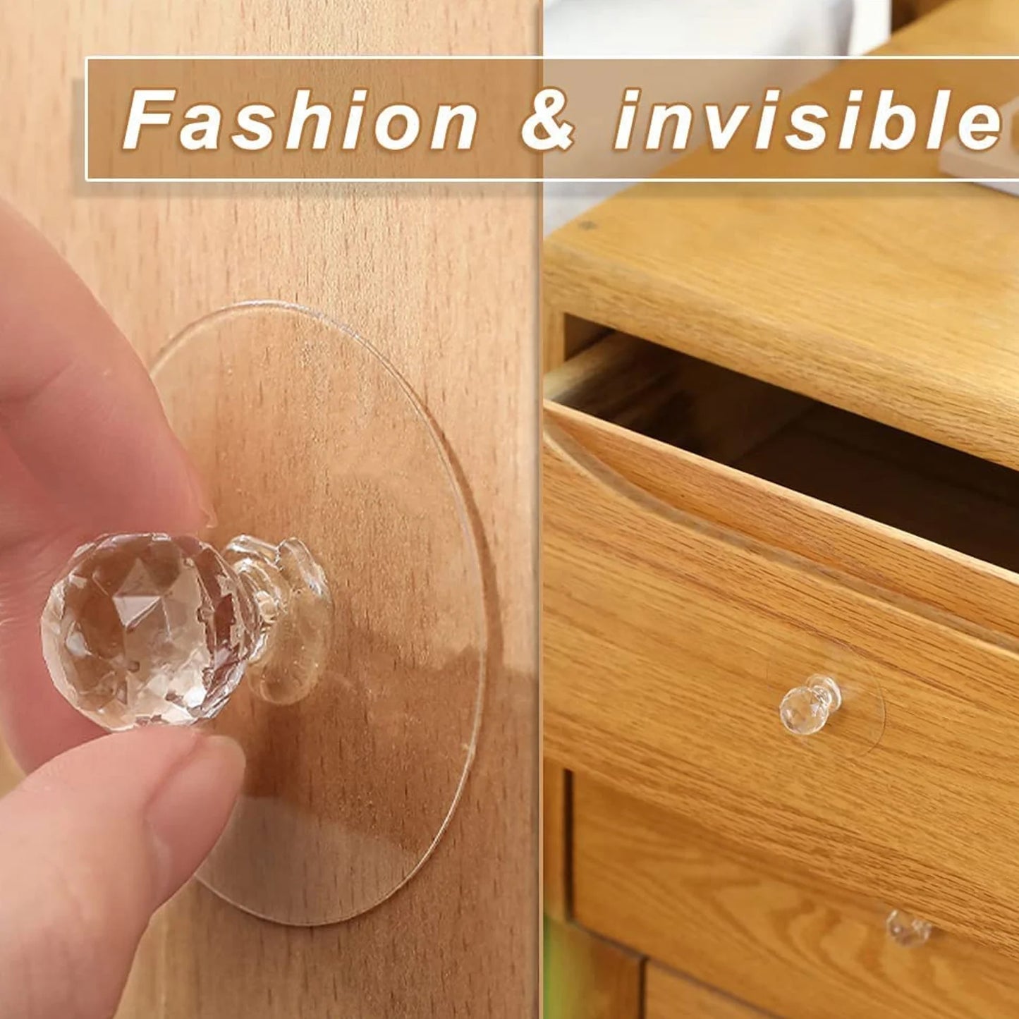 CLEAR CABINET DRAWER KNOBS / DIAMOND CRYSTAL SHAPED PULL HANDLES FOR WARDROBE, KITCHEN, CUPBOARD, DRESSER, FURNITURE, DOOR, WINDOW ETC (Pack of 4)
