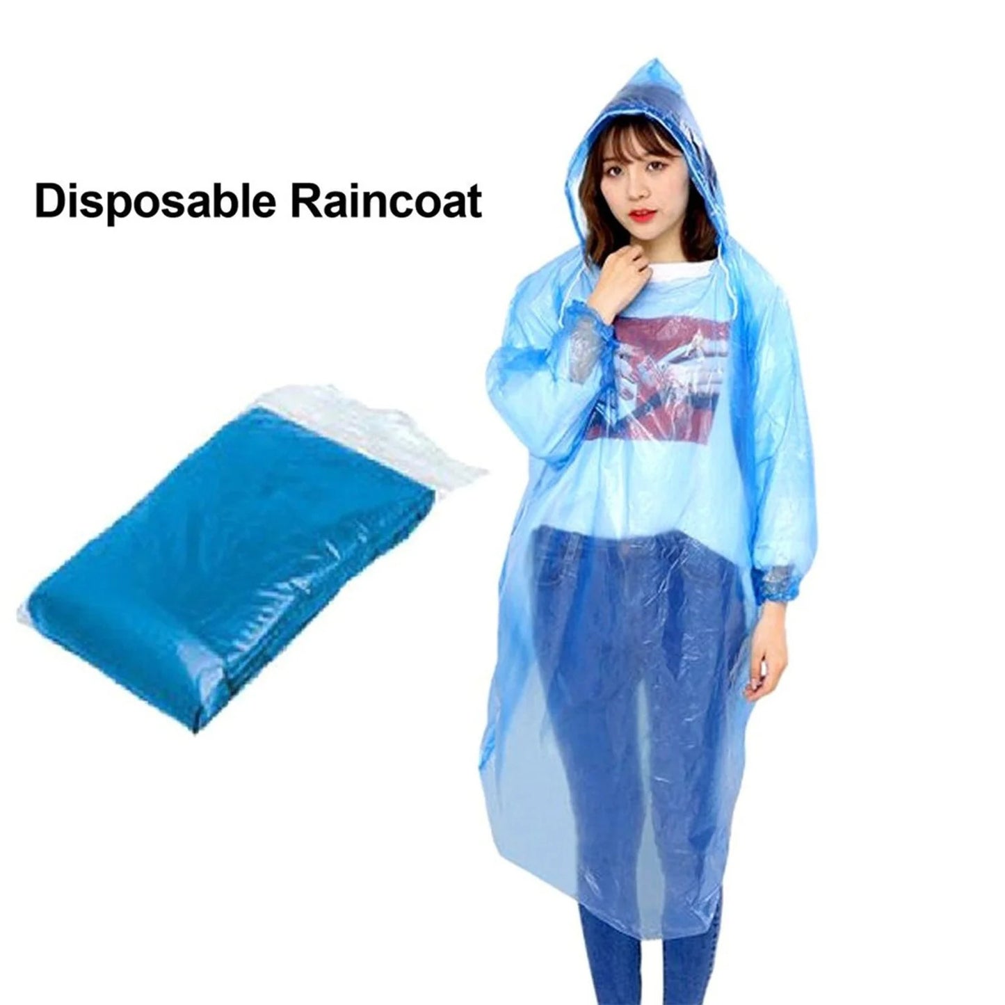 DISPOSABLE RAINCOAT EASY TO CARRY UNISEX POCKET EMERGENCY RAIN COAT (Pack of 4)