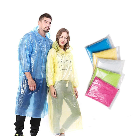 DISPOSABLE RAINCOAT EASY TO CARRY UNISEX POCKET EMERGENCY RAIN COAT (Pack of 4)