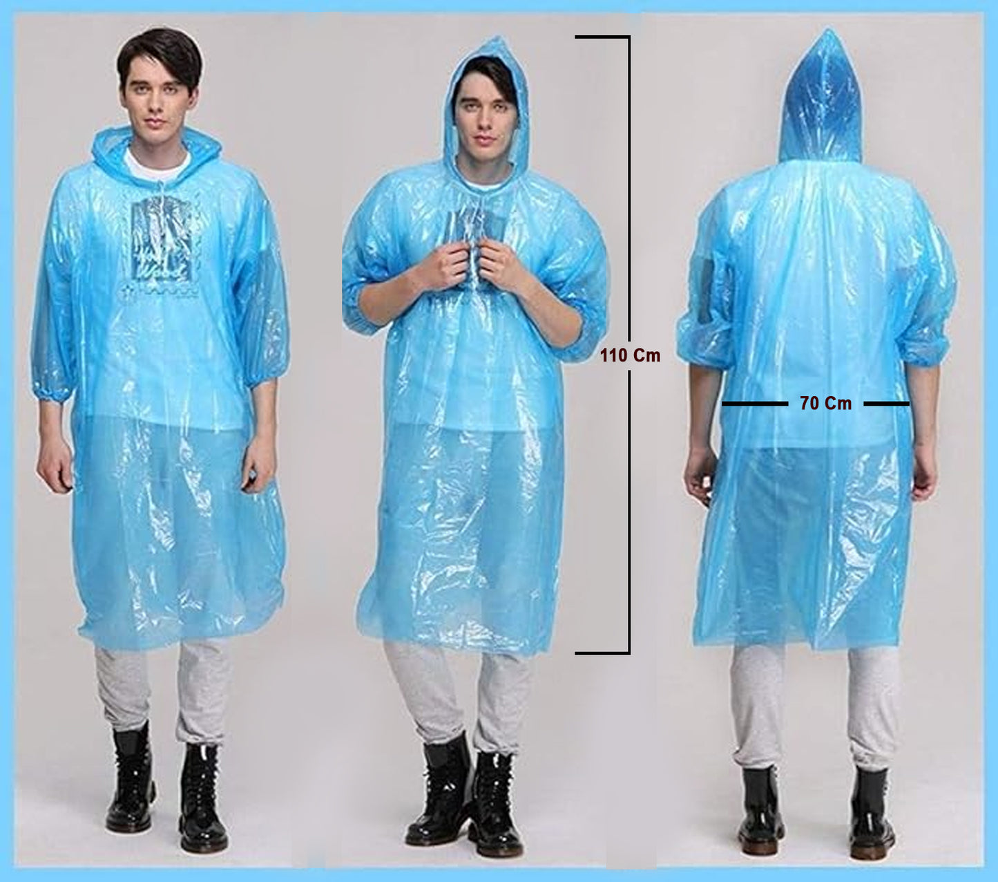 DISPOSABLE RAINCOAT EASY TO CARRY UNISEX POCKET EMERGENCY RAIN COAT (Pack of 4)