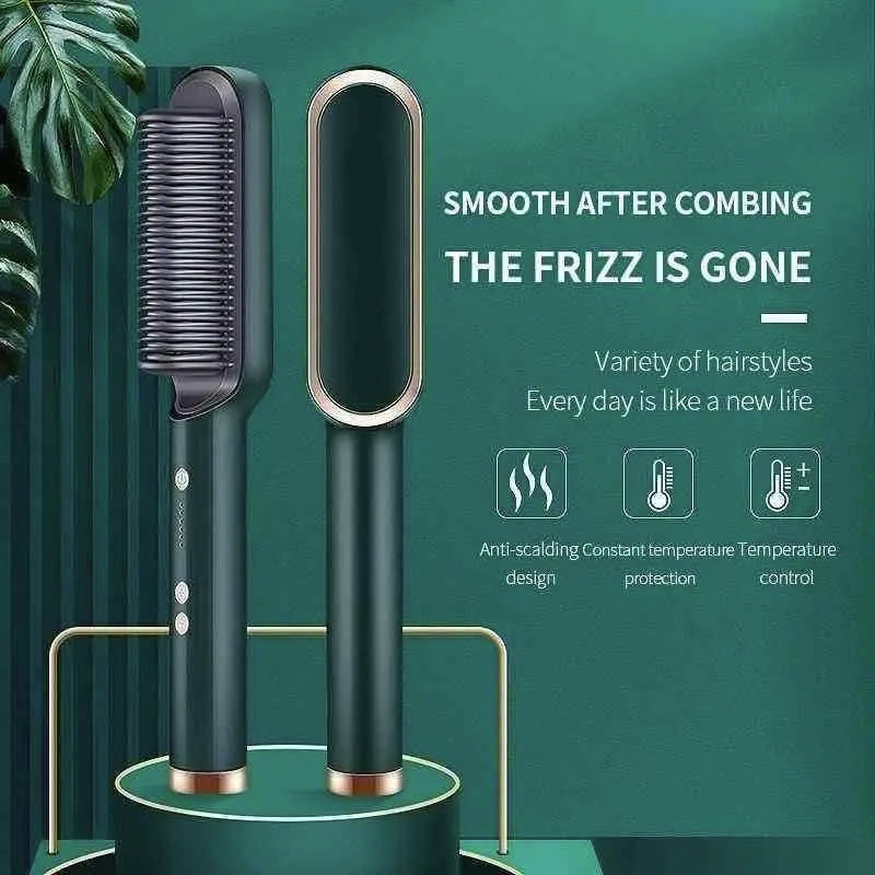 Professional Hair Straightener Tourmaline Ceramic Brush with 5 Temperature Control (multi colour)