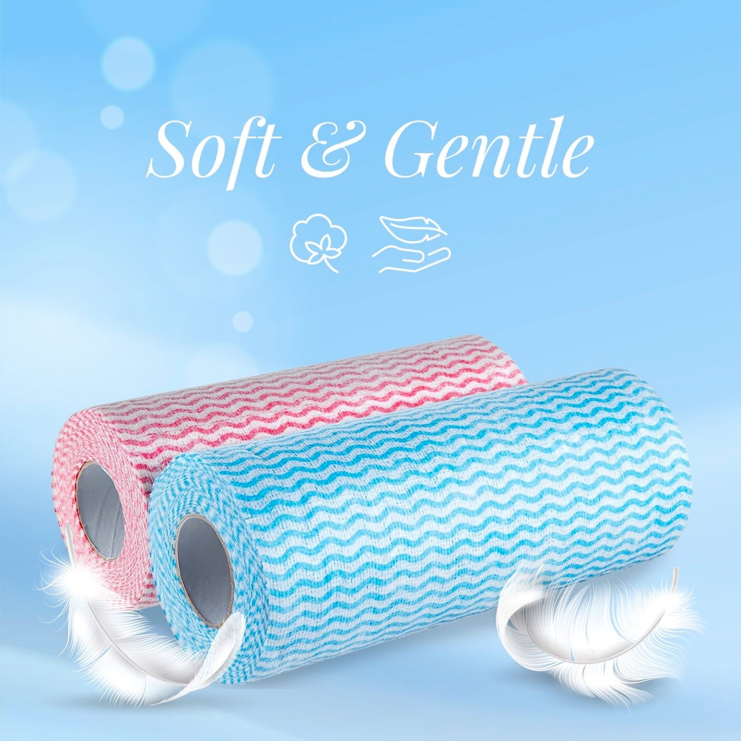 Multipurpose Reusable Super Absorbent Microfibre Cleaning Wipe Roll(50 Wipes per Roll)