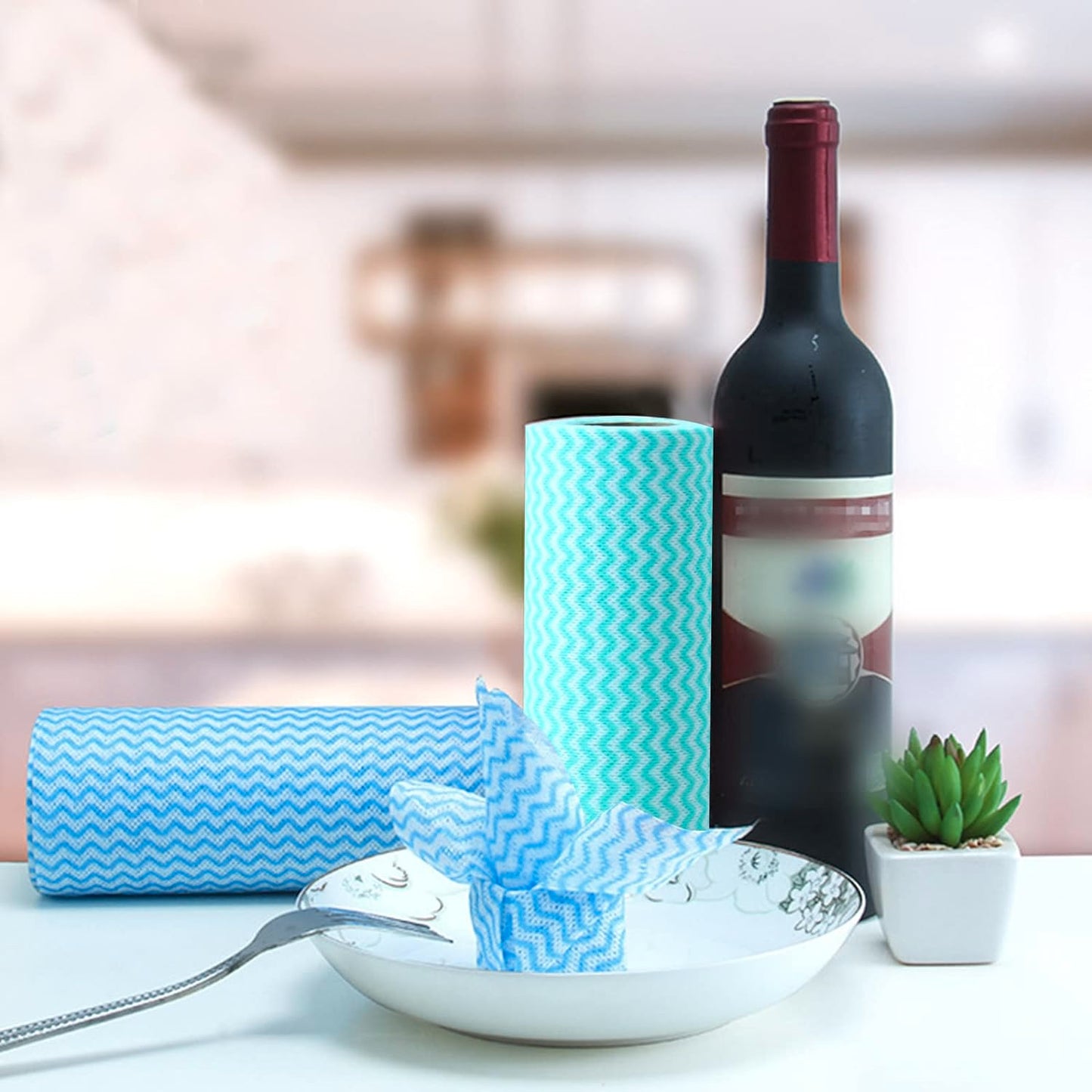 Multipurpose Reusable Super Absorbent Microfibre Cleaning Wipe Roll(50 Wipes per Roll)
