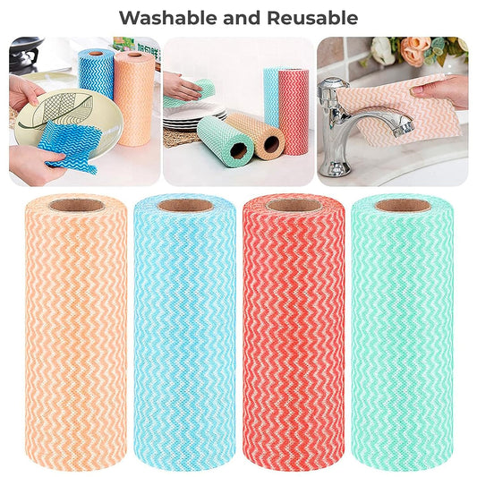 Multipurpose Reusable Super Absorbent Microfibre Cleaning Wipe Roll(50 Wipes per Roll)