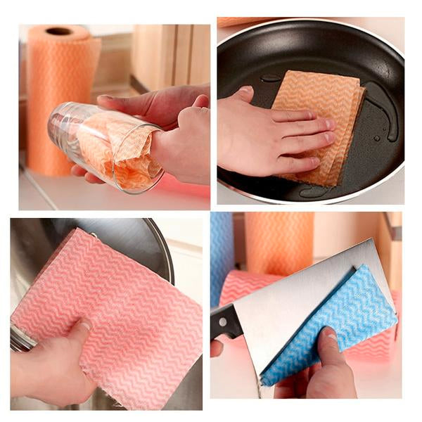 Multipurpose Reusable Super Absorbent Microfibre Cleaning Wipe Roll(50 Wipes per Roll)
