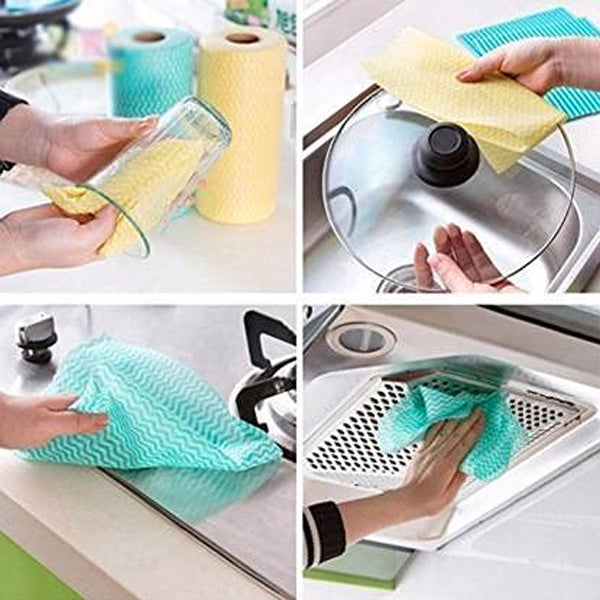 Multipurpose Reusable Super Absorbent Microfibre Cleaning Wipe Roll(50 Wipes per Roll)