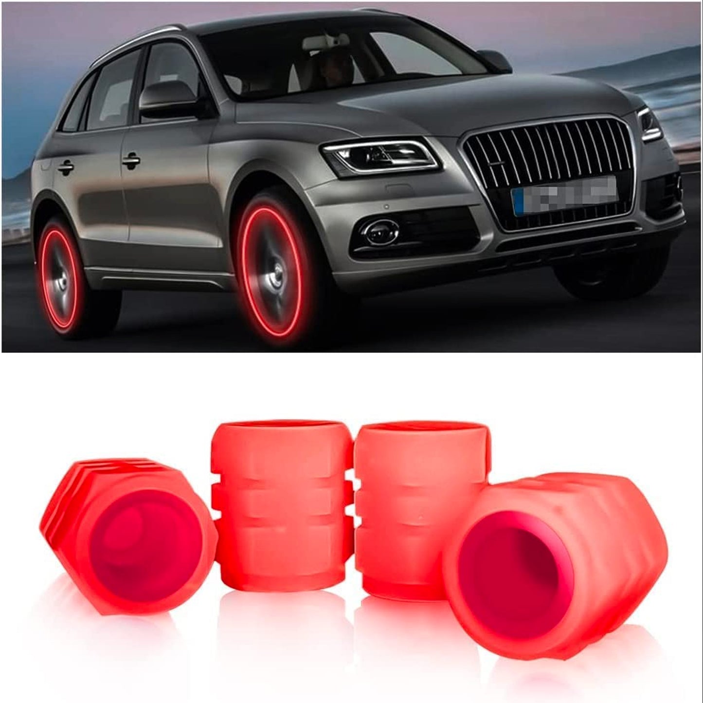 Fluorescent Tyre Valve Caps Illuminated Tire Cap Night Glow Luminous Wheel Covers Ideal for Cars and Bikes(Set of 4)