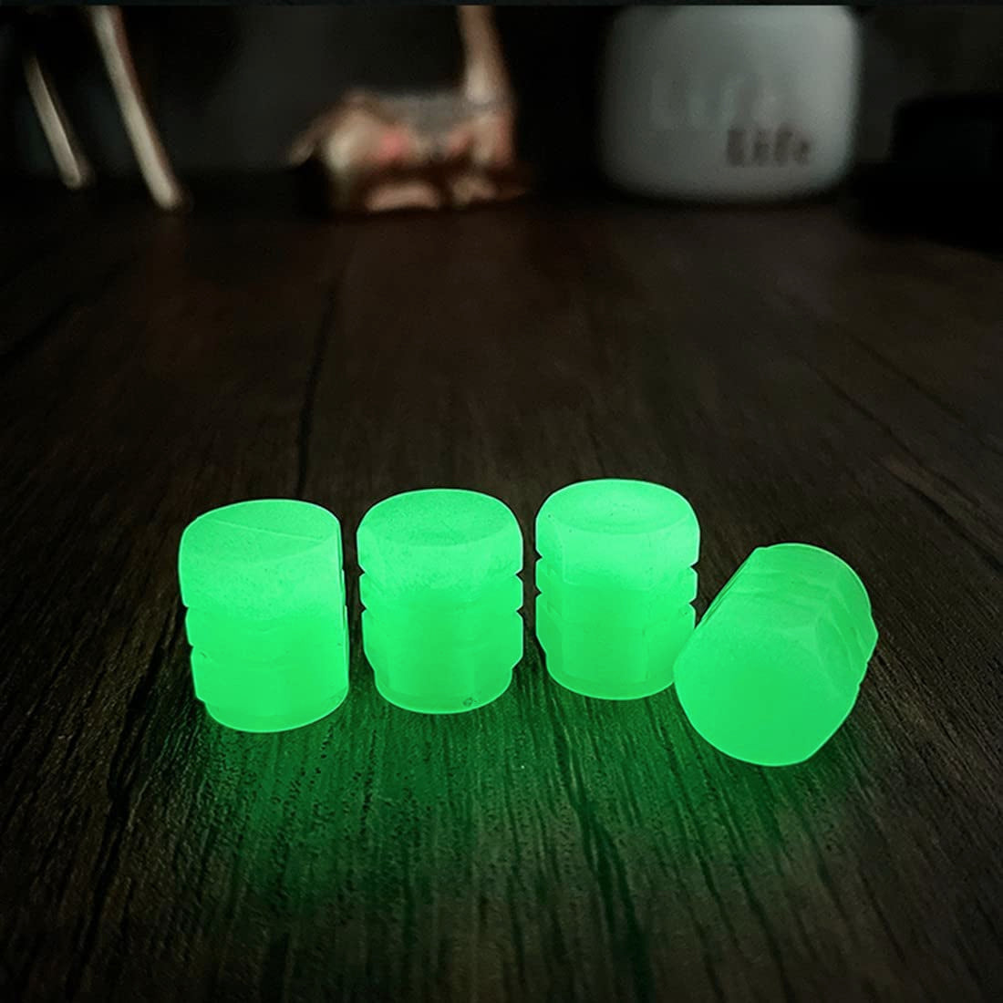 Fluorescent Tyre Valve Caps Illuminated Tire Cap Night Glow Luminous Wheel Covers Ideal for Cars and Bikes(Set of 4)