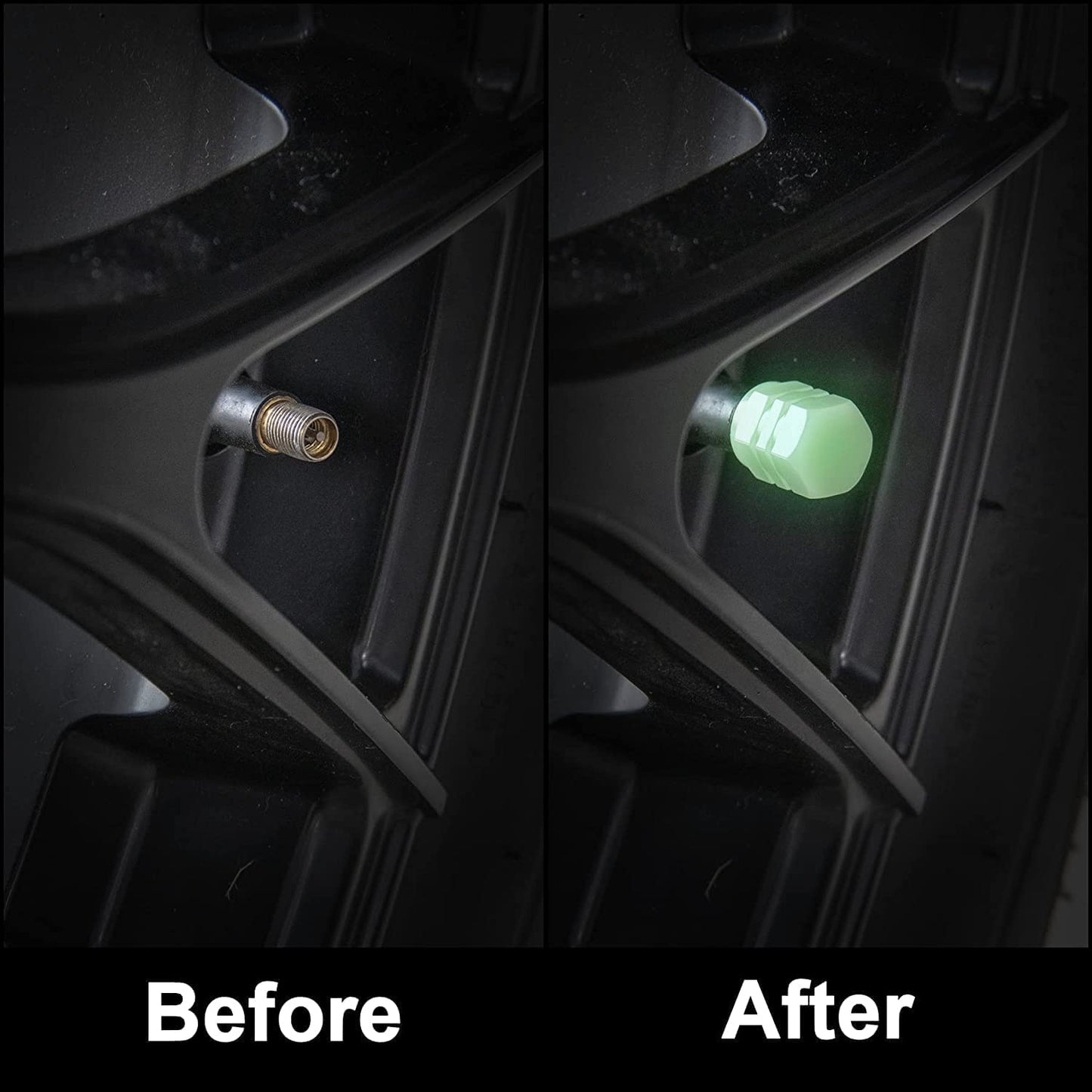 Fluorescent Tyre Valve Caps Illuminated Tire Cap Night Glow Luminous Wheel Covers Ideal for Cars and Bikes(Set of 4)