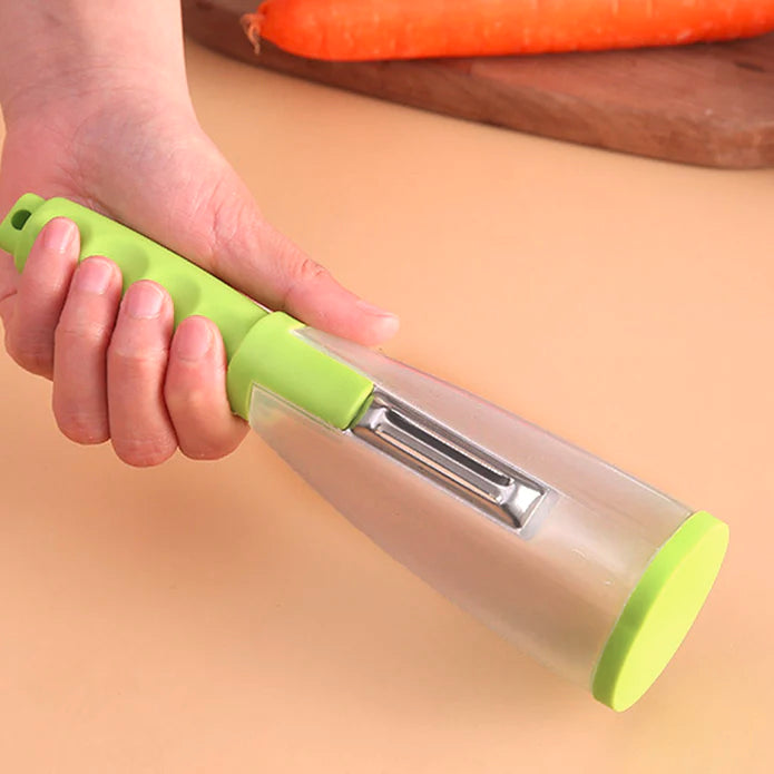 Smart Mutifunctional Stainless Steel Blade Fruit and Vegetable Peeler with ABS Container.