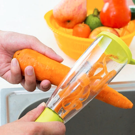 Smart Mutifunctional Stainless Steel Blade Fruit and Vegetable Peeler with ABS Container.