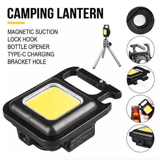 800 Lumens Bright Rechargeable Keychain Mini Flashlight 4 Light Modes Portable Pocket Light with Folding Bracket Bottle Opener and Magnet Base for Fishing, Walking and Camping etc..