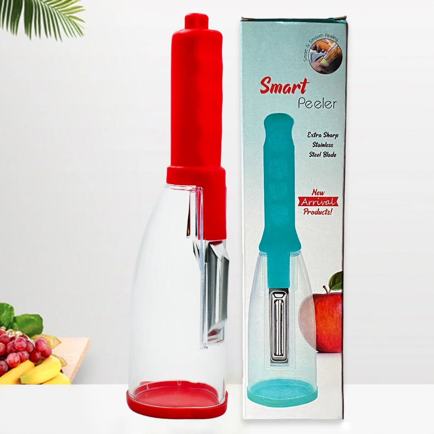 Smart Mutifunctional Stainless Steel Blade Fruit and Vegetable Peeler with ABS Container.