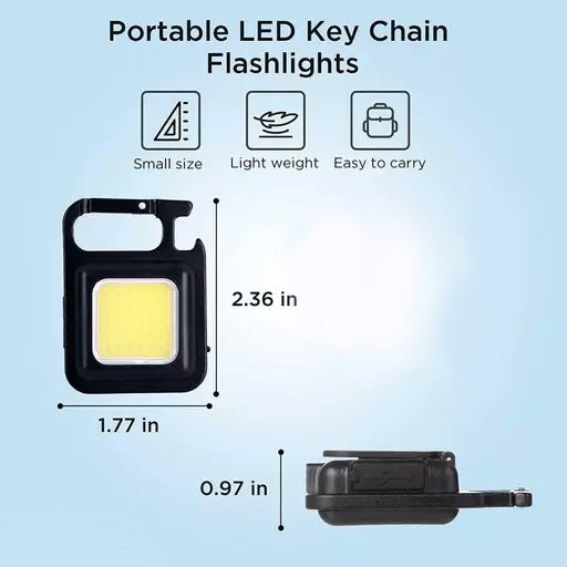 800 Lumens Bright Rechargeable Keychain Mini Flashlight 4 Light Modes Portable Pocket Light with Folding Bracket Bottle Opener and Magnet Base for Fishing, Walking and Camping etc..