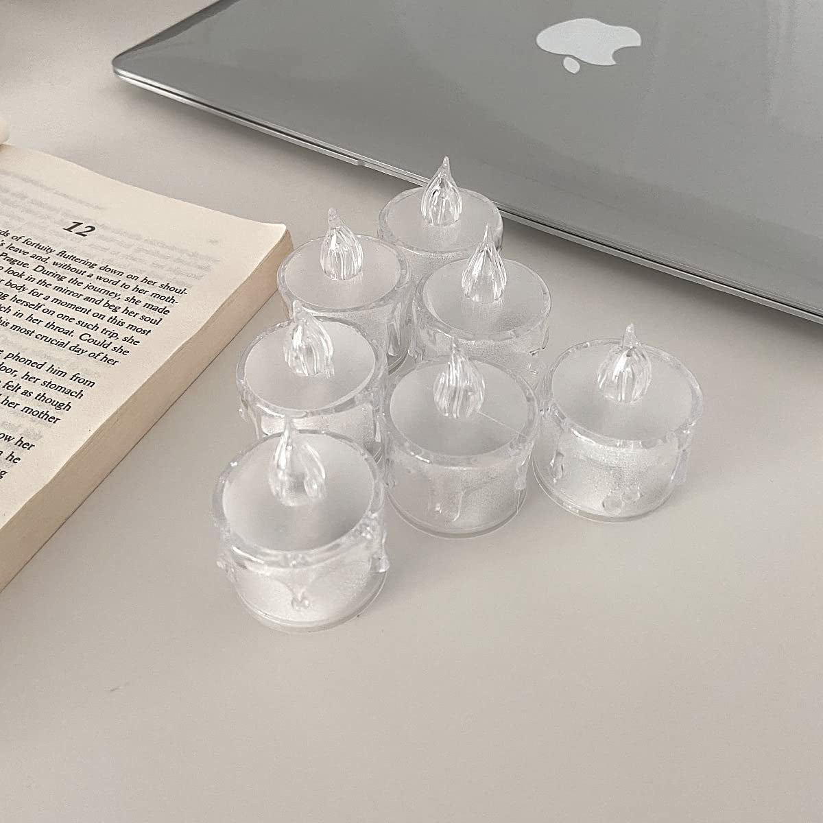 Acrylic Flameless & Smokeless Melted Design Crystal LED Candles for Home Decoration,Gifting, Festival etc.(Pack of 12)