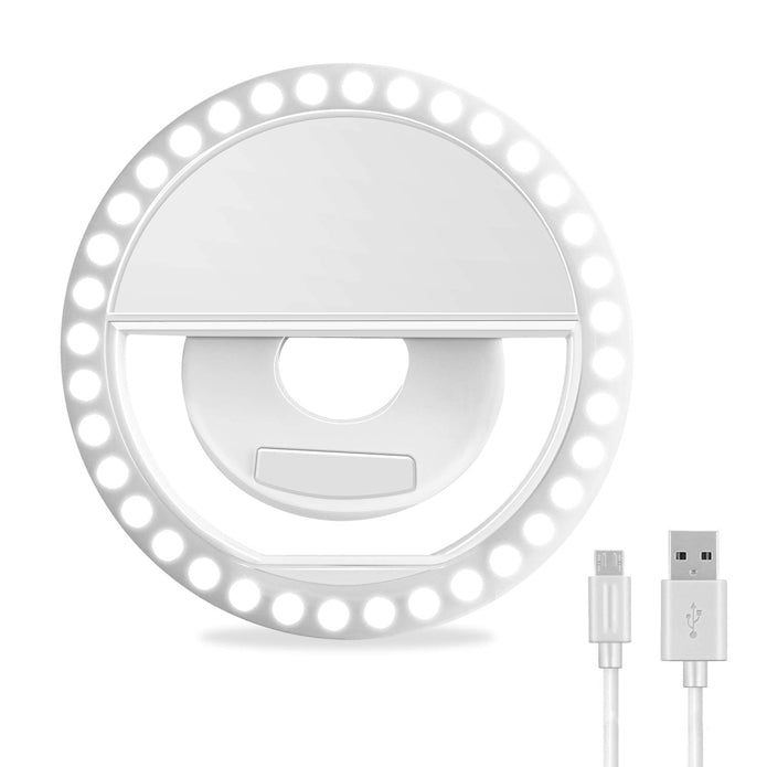 Rechargeable Portable Clip-on Selfie Ring Fill Light with 36 LED for Smart Phone, Photography, Video Etc.