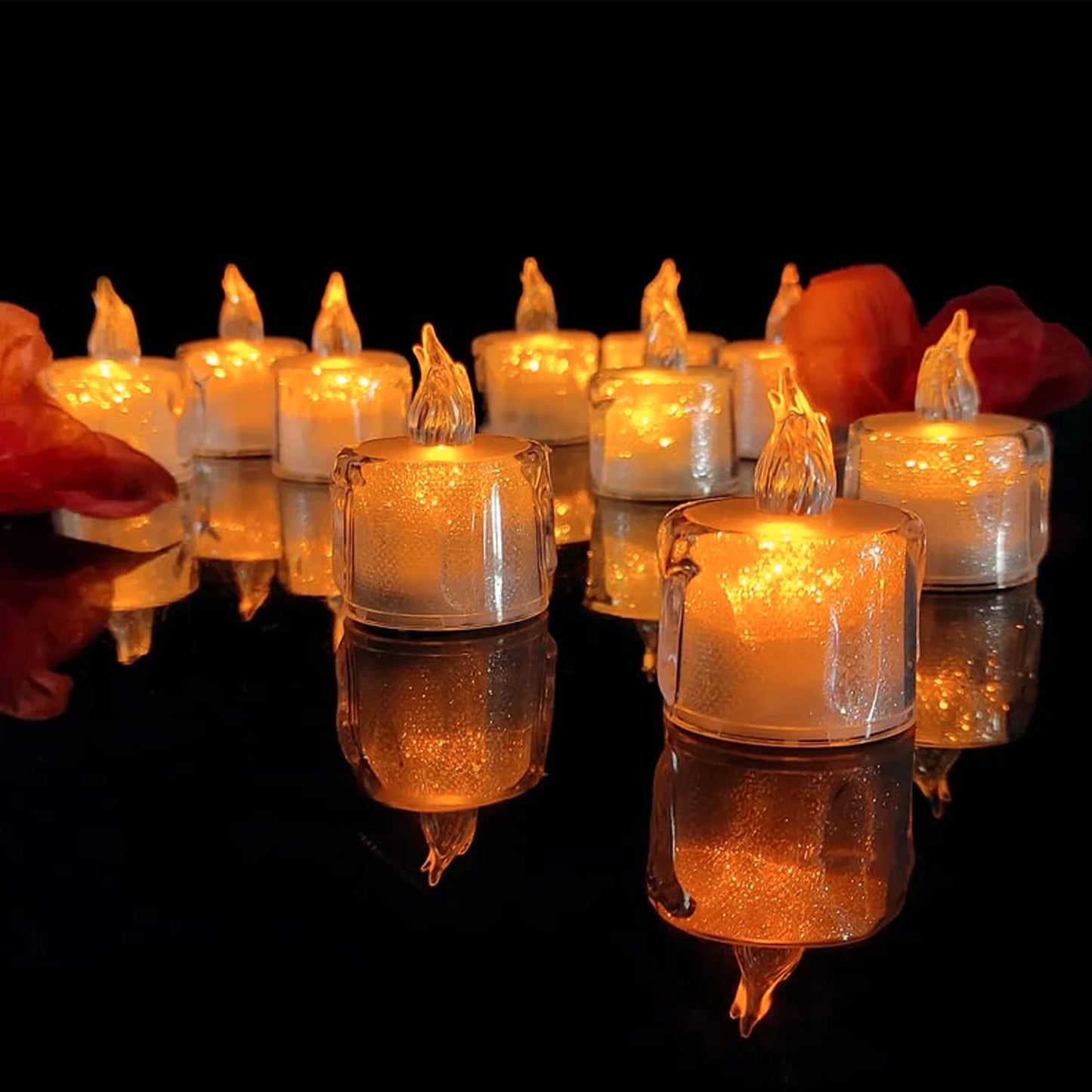 Acrylic Flameless & Smokeless Melted Design Crystal LED Candles for Home Decoration,Gifting, Festival etc.(Pack of 12)