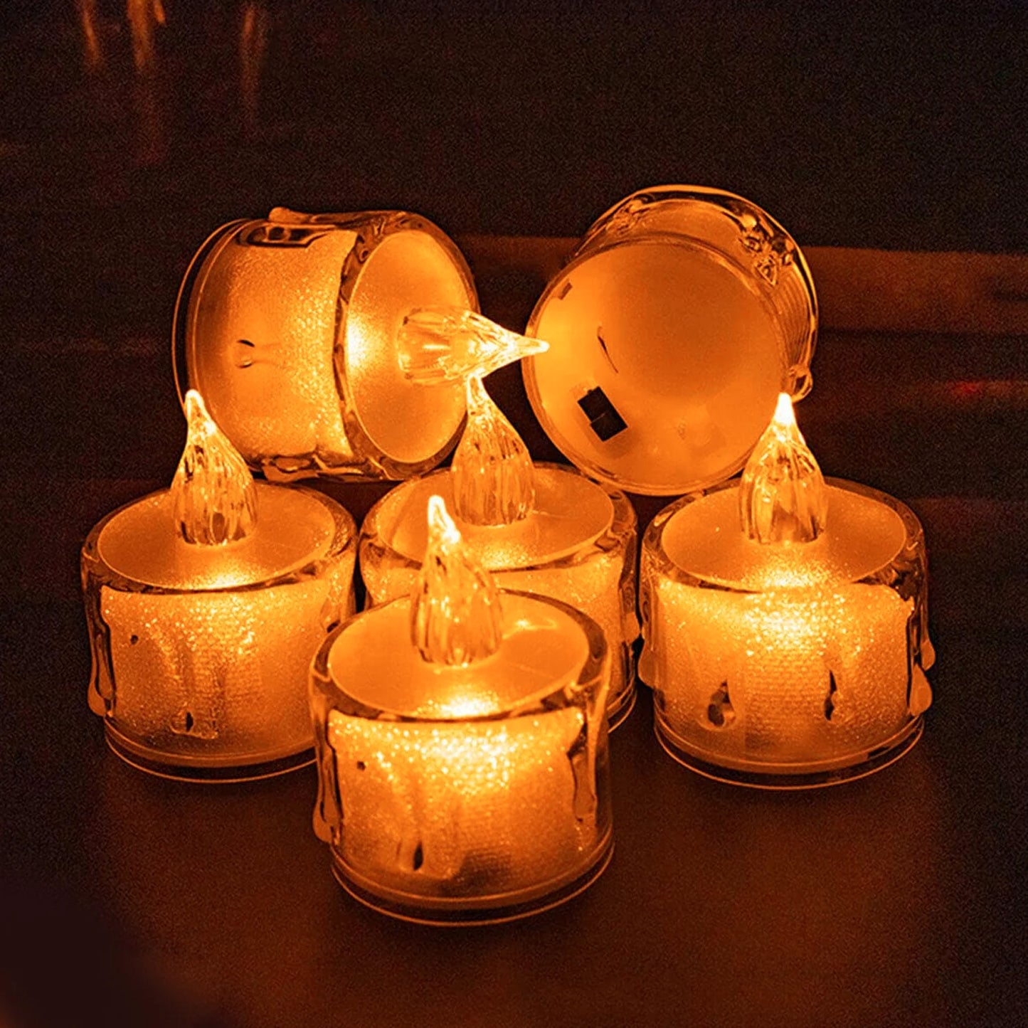 Acrylic Flameless & Smokeless Melted Design Crystal LED Candles for Home Decoration,Gifting, Festival etc.(Pack of 12)