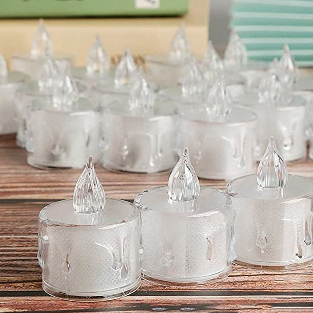 Acrylic Flameless & Smokeless Melted Design Crystal LED Candles for Home Decoration,Gifting, Festival etc.(Pack of 12)