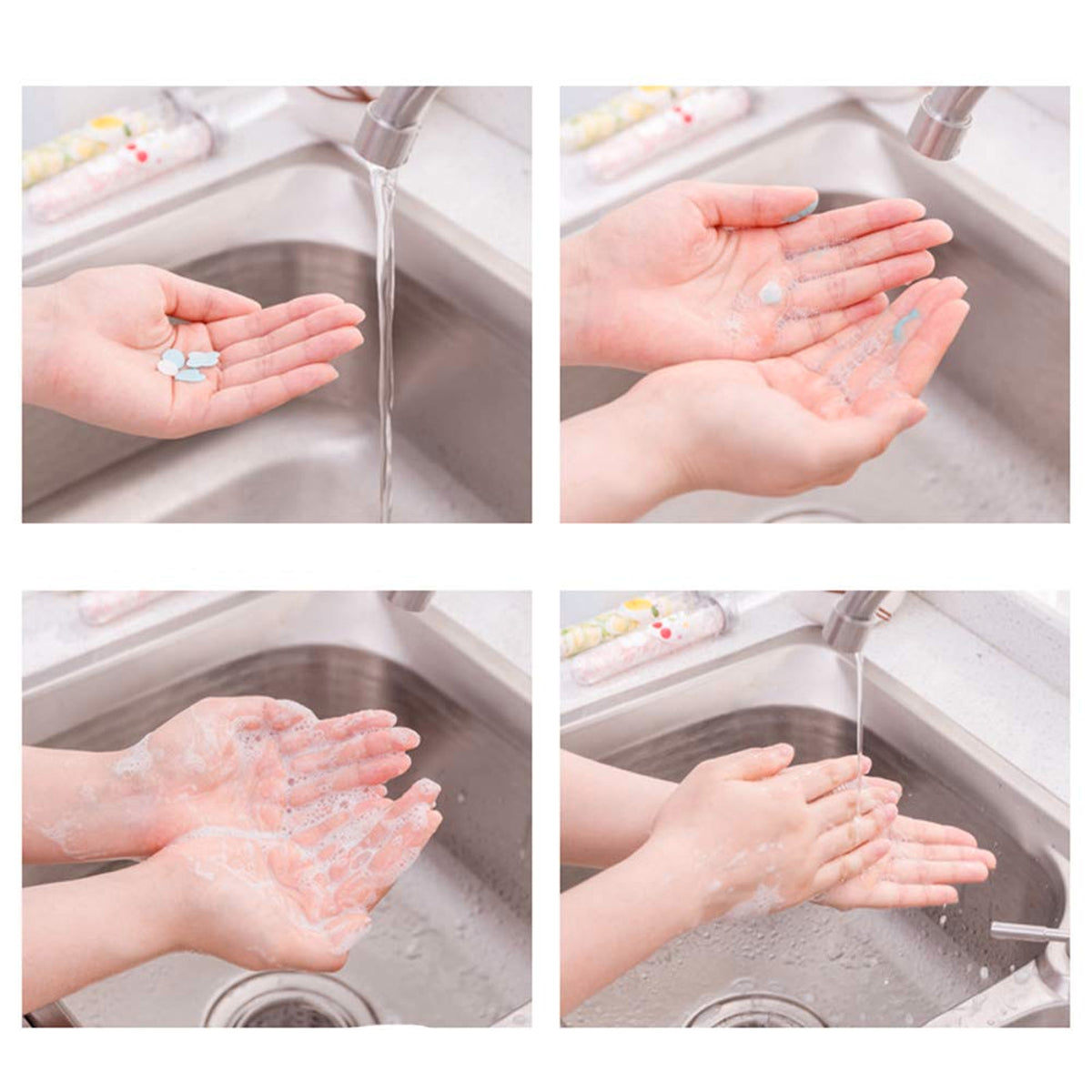 Portable Hand Washing Bath Flower Shape Paper Soap Strips In Test Tube Bottle