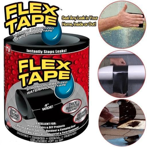 Flex tape Strong Rubberized Waterproof Adhesive Sealant Tape Instantly Stops Leakages. Permanent Repair for Roof Leaks, Surface Crack, Water tank etc.