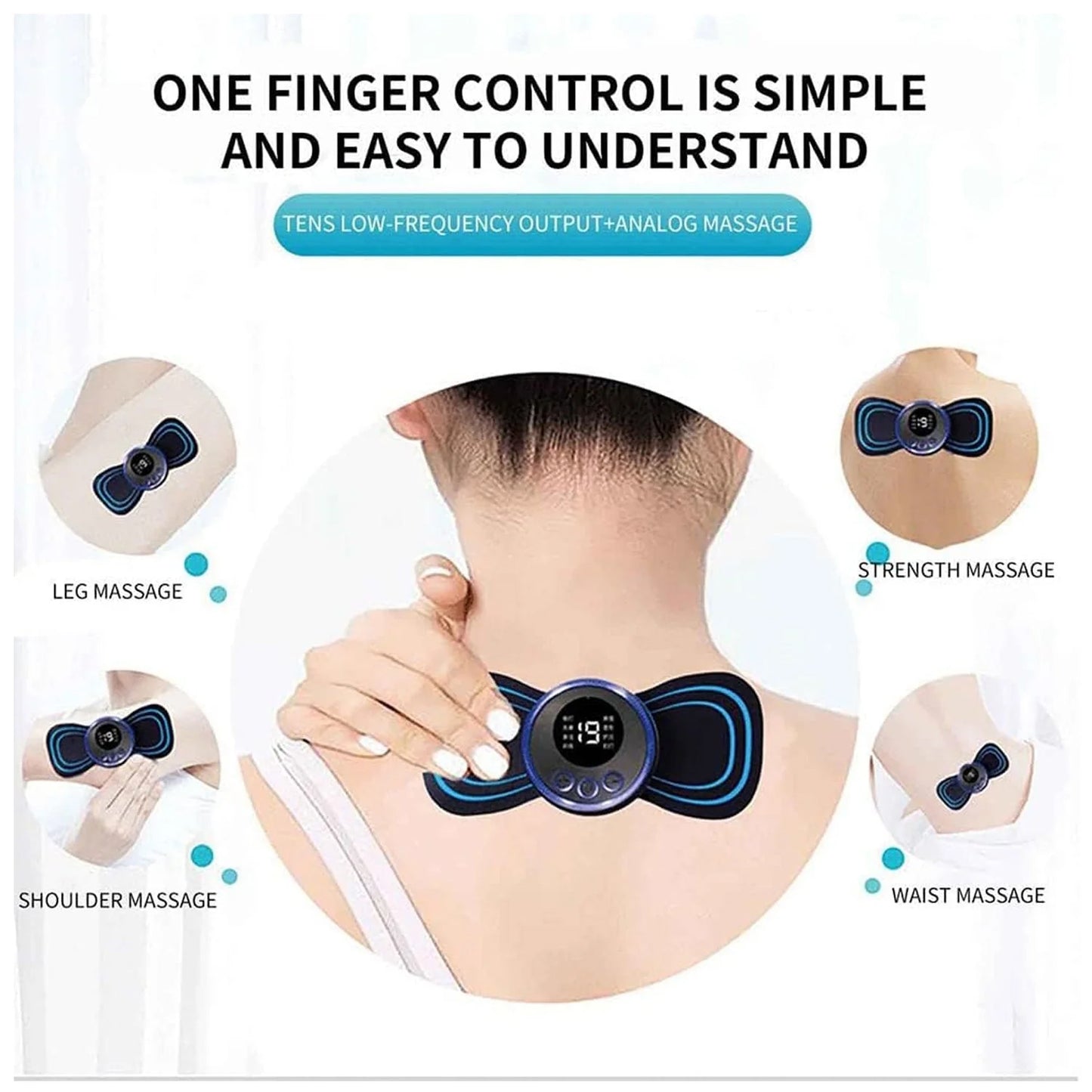 Full Body Mini Massager with 8 Modes, 19 Levels Electric Rechargeable Portable EMS Patch for Shoulder, Neck, Arms, Legs, Neck etc.