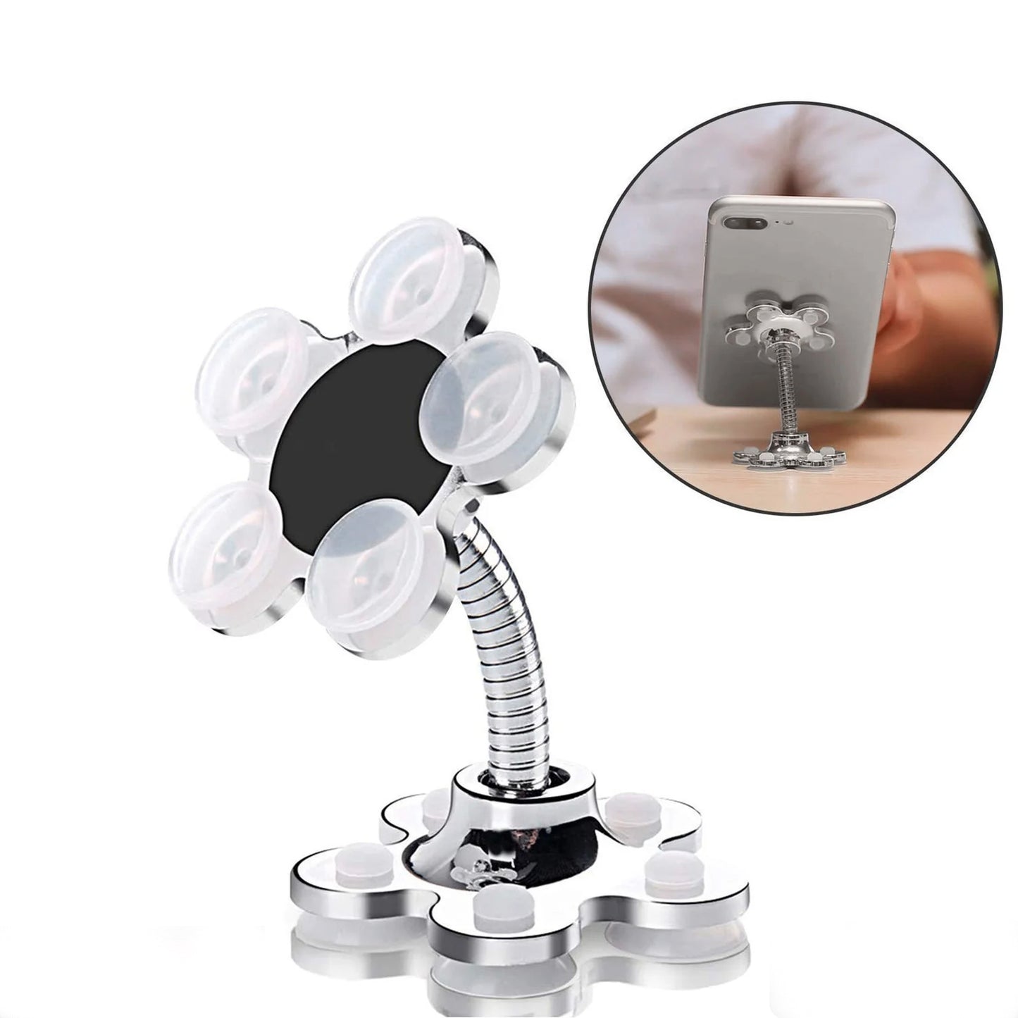 PHONE HOLDER, 360°ROTATABLE PHONE STAND MULTI-FUNCTION DOUBLE-SIDED SUCTION CUP MOBILE PHONE HOLDER