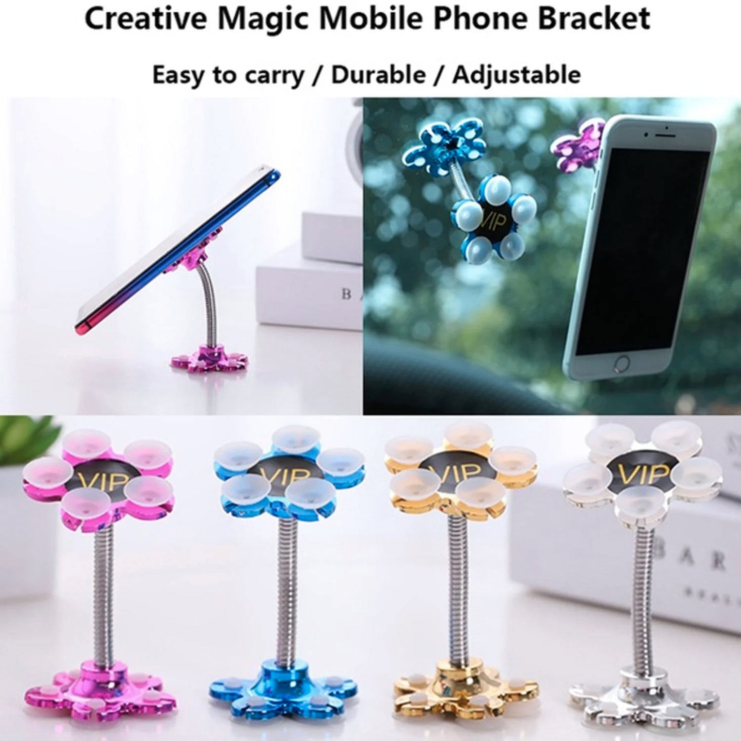 PHONE HOLDER, 360°ROTATABLE PHONE STAND MULTI-FUNCTION DOUBLE-SIDED SUCTION CUP MOBILE PHONE HOLDER