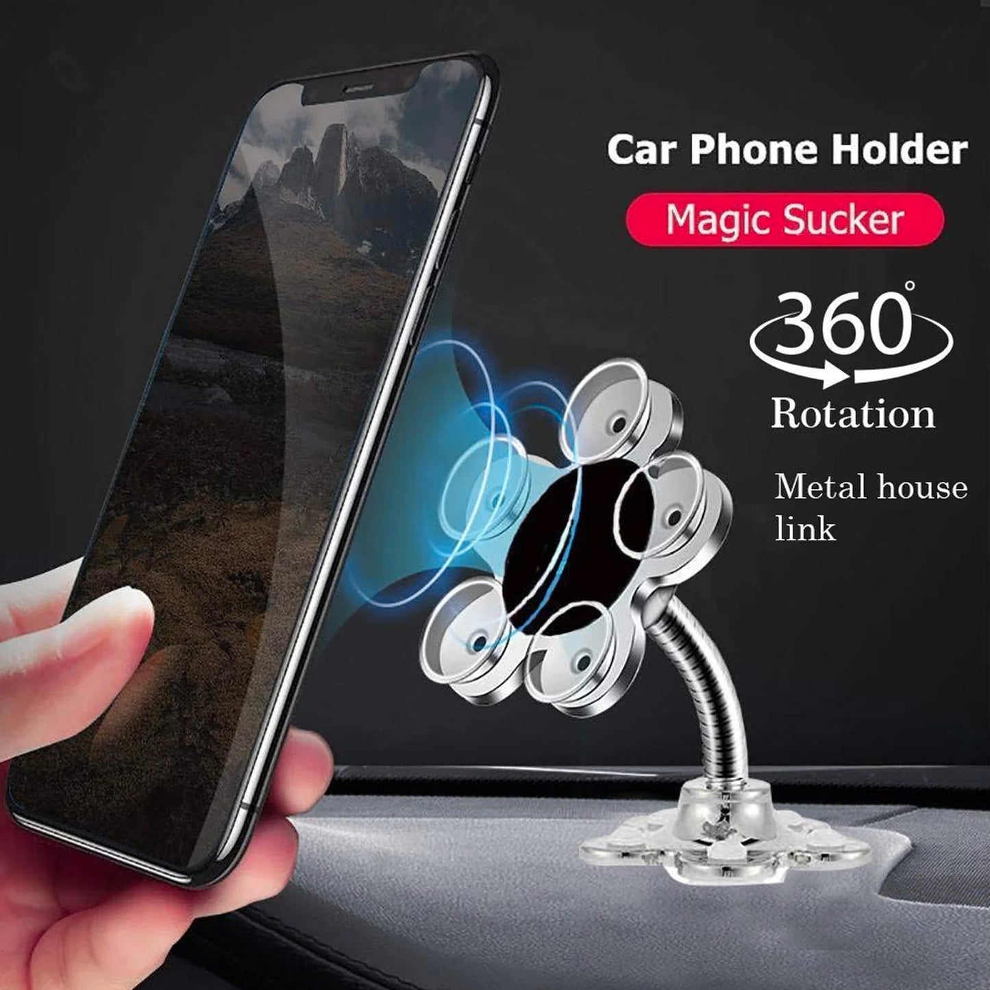 PHONE HOLDER, 360°ROTATABLE PHONE STAND MULTI-FUNCTION DOUBLE-SIDED SUCTION CUP MOBILE PHONE HOLDER