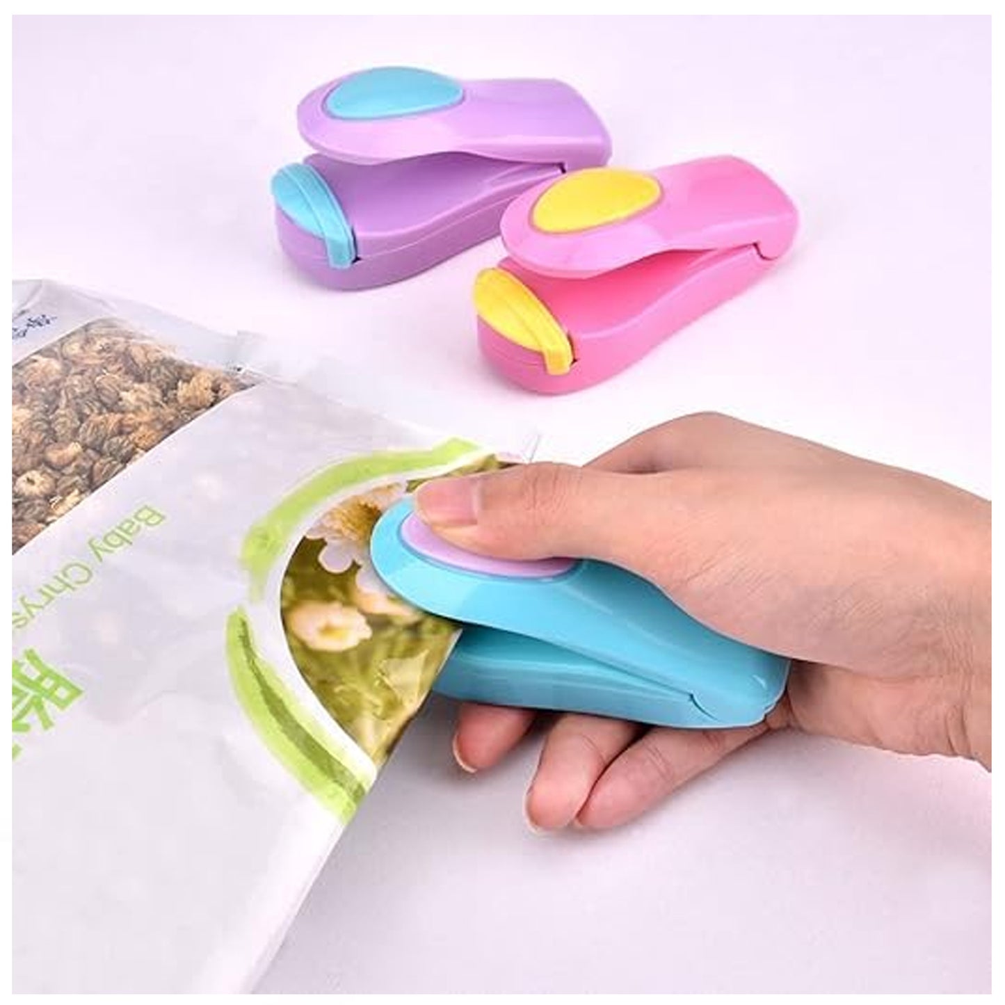 Hand Held Mini Sealing Machine for Packaging Plastic Bags, with Magnetic Base.