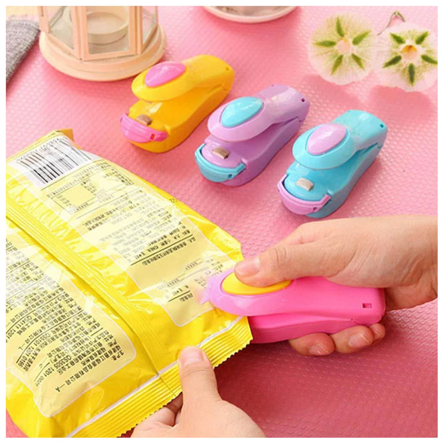 Hand Held Mini Sealing Machine for Packaging Plastic Bags, with Magnetic Base.