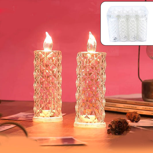 LED Decorative Acrylic Crystal Type Candle. Battery Operated (Pack of 2)