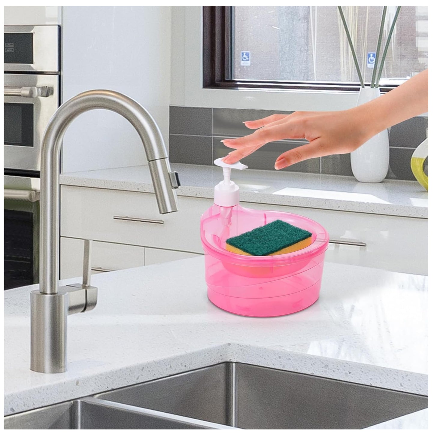 Liquid Soap Dispenser and Container with Sponge for Home, Kitchen, Bathroom etc.(1000Ml)