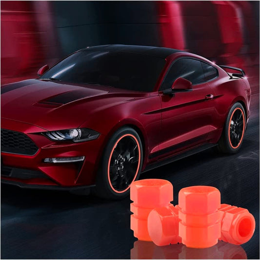 Fluorescent Tyre Valve Caps Illuminated Tire Cap Night Glow Luminous Wheel Covers Ideal for Cars and Bikes(Set of 4)