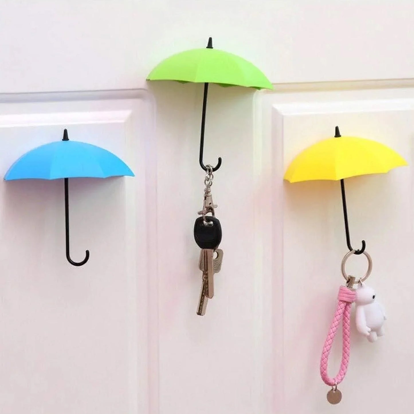 Creative Umbrella Shape Decorative Key Holder Wall Mounted Hooks(2 sets)